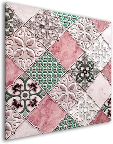 murando Glass Splashback for Kitchen Backsplash Cooker Protector Tempered Glass Decorative Wall Art Panel Heat Resistant Graphic 60x60 cm / 24x24 Tiles Mosaic f-B-0297-aq-a