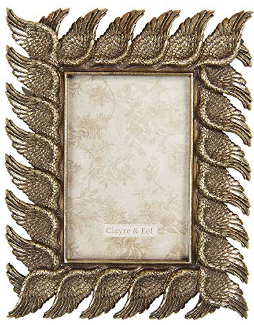Clayre & Eef Fotorahmen Bilderrahmen Rahmen 19 * 2 * 24 cm / 10 * 15 cm goldfarbend Polyresin 2F0771