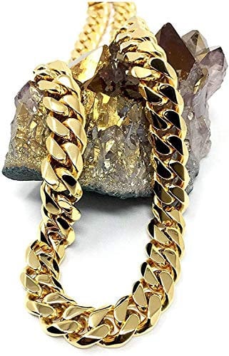 18ct Gold Cuban Link Chain Necklace for Men/Women Real 12MM 18K Karat Diamond Cut Heavy w Solid Thick Clasp Hip Hop (24)