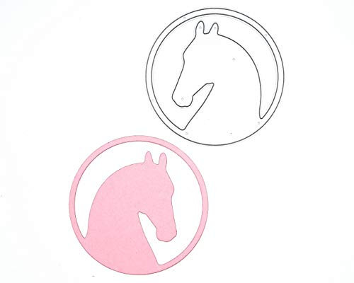 Stanzenshop Stanzschablone Pferd in rundem Rahmen, Reiten, Pferde, Tiere, Stanzformen, Schablonen, Scrapbooking, Kartenherstellung, DIY, Prägeschablonen