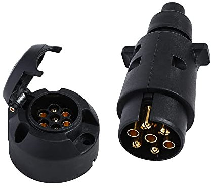 Eacalyc Spina Rimorchio 7 Poli e Presa del Rimorchio 7 Poli, Spina Presa Rimorchio 7 Poli 12V Elettrica Connettore Presa Rimorchio Impermeabile per Trattori, Macchine Agricole, Camion