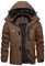 KEFITEVD Jacke Herren Winter Übergangsjacke Thermo Skijacke Winterjacke Outdoorbekleidung mit Kapuze Männer Fleecejacke für Angeln Wandern Kaffee XL