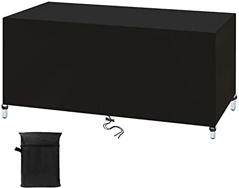 Gartenmöbel Abdeckung 220x100x85cm Schwarz Patio Rattan Möbel Schutzhülle, Abdeckplane für Gartenmöbel Outdoor Wasserdicht, 420D Oxford Gewebe Abdeckhaube Gartentisch für Stühle Möbelsets und Sofa