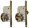 BricoShopping® Juego de manillas para puerta interior de madera con cerradura empotrable, con gancho para llave y trinquete ciego redondo, boquilla de bronce (tono con cerradura, bronce)