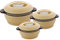Rishabh Insulated Hot pot Casserole Hot & Cool Food Serving Dish with Lid, Double Wall. Stainless Steel Inside Set of 3 (Size 1500,2000, & 2500ml) (Cream)