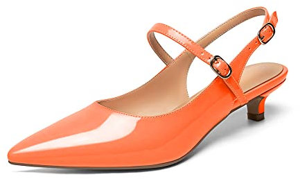 Elashe Donna Cinturino alla Caviglia Kitten Heels Slingback Sandali Arancia EU40