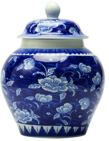 DOITOOL Bocal De Rangement Céramique Bleue Délicate Pot De Stockage Hermétique Multifonctionnel pour Thé Accessoire De Cuisine Élégant Et Pratique