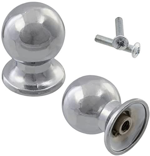 AERZETIX - C41620 - Lot de 2 Boutons sphériques/boule de meuble Ø18 mm - porte poignée armoire placard tiroir décoration intérieur cuisine salon assemblage - en métal - finition chromée