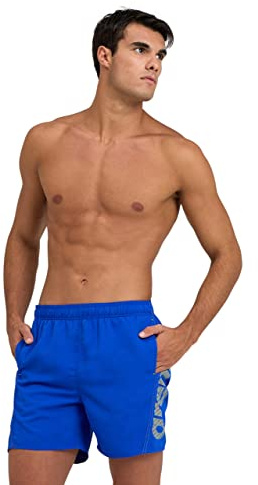 Arena Fundamentals Logo Boxer R Herren Strand- und Pool-Boxershorts, Herren Badeshorts aus weichem, recyceltem und schnell trocknendem Material, Strand-Boxershorts mit Netz-Innenslip
