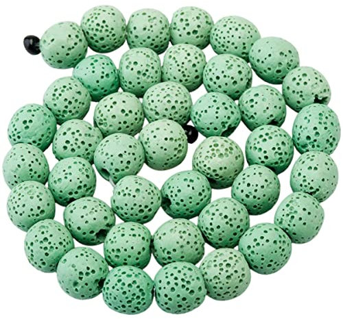 KYEYGWO 8 mm Runde Lavastein Perlen Strang für die Schmuckherstellung, Vulkangestein Lose-Perlen Halbedelsteine-Perlen Schmuck-Accessoires für DIY Design, Armband und Parfüm-Diffusor, Grün