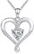 Birthstone Necklace for Women, 18K White Gold Heart Necklace Filled 925 Sterling Silver, Diamond Womens Jewelry Christmas Gifts for Women Wife