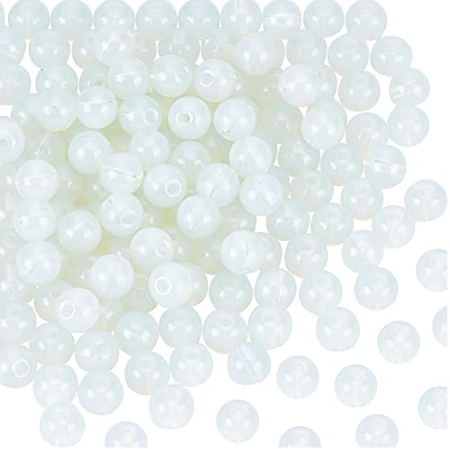 DICOSMETIC 150 Stück Kleine Opalit Perlen Runde Edelsteine 8 mm Natürliche Opalsteine Weiße Kugel Lose Perlen Glatte Kristall Energieperlen Für Die Schmuckherstellung, Bohrung: 1 mm