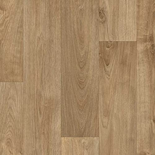 PVC Bodenbelag Meterware Eiche Natur | Vinylboden Meterware in 3 m Breite ideal für Wohnzimmer | PVC Bodenbelag in Holzoptik braun (3 m x 7 m)