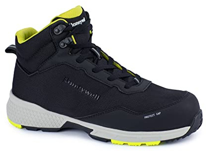 Honeywell Agile Runner S1P Industrial Safety Shoes for Men & Women, Low-Cut Style, 3D Mesh Lining, Rubber Outsole, Wear-Off Indicators, Yellow, Size 13 UK, 6250128-48