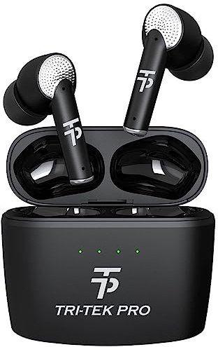 TRI-TEK PRO Active Noise Cancelling Wireless Earbuds, Deep Bass, ANC, AI-Assitant, Clear Calls with 4 Mics, 30H Playtime with Fast Charging, Bluetooth 5.3 Earphone, Transparency Mode (Black)