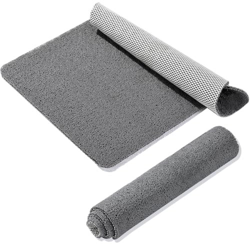 Tapis de douche antidérapant en PVC pour douche, salle de bain (40 x 60 cm, gris)