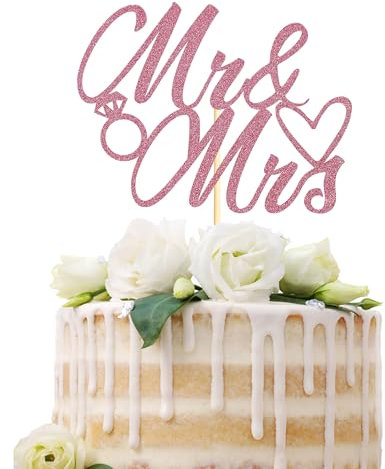 Sotpot 1 confezione di topper per torta Mr Mrs Rose Gold Glitter Love Mr Mrs Cake Pick decorazioni per feste di nozze addio al nubilato decorazione cupcake forniture per feste