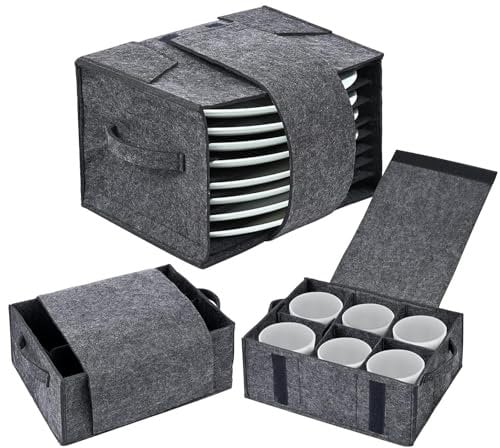 PHATRIP 1 Caravan Plate Holders Felt with 2 Cup Holder Motorhome Camping Glass Carrier for Drinking Glasses Wine Glass Holder Tableware