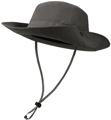 Tuopuda Sommerhut Damen Herren Klassische Buschhüte mit Kinnriemen Cowboyhut Sonnenhüte Faltbar Regenhut Sommer Outdoor Aktivitäten Sombrero Hut, Grau
