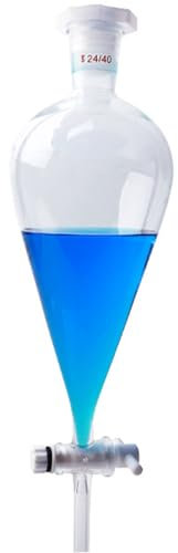 STJNFCY Embudo de decantación cónico Llave de Paso Vidrio borosilicato, Embudo de decantación Embudo de Laboratorio 60/125/250/500 Ml Embudo de decantación cónico Embudo,250ml/24/40