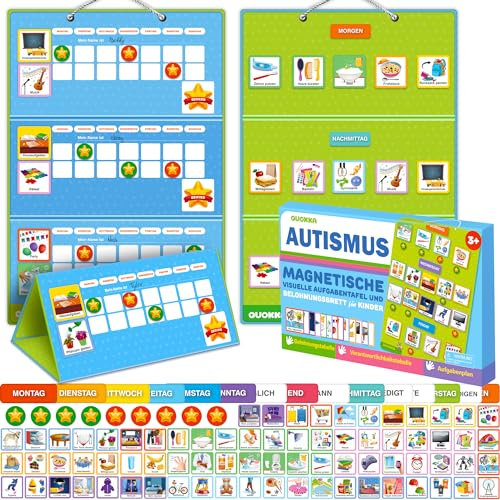 QUOKKA Belohnungs-Aufgabentabelle Für Kinder Mit Mehreren Kindern – Verhaltensroutine-Spielzeug Für Autistische Kinder im Alter von 5–7 Jahren - Autismus-Lernmaterial - Deutsche Version