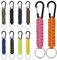 efuturetime 10 x Paracorde Porte-Clés avec Mousqueton avec Corde Tressée Couleur Unique, Mousqueton Porte-Clés Crochet d'Escalade pour Voyage, Camping, Sport