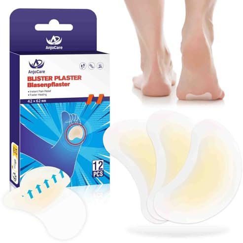 AnjoCare Pansement Ampoule pour les Pieds, 19pcs Pansement Ampoule en gel Hydrocolloïde Invisible, Pansement Ampoule Imperméables pour les Orteils, Prévention et Guérison des Ampoules au Talon