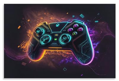 XJmoney Neon Game Poster Canvas Poster Wall Art Decor Print Picture Paintings for Living Room Bedroom Decoration 16x24inch(40x60cm)