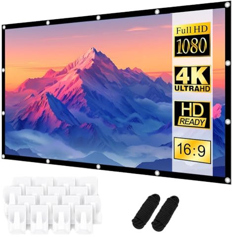 Schermo Proiettore 100 Pollici, Telo Proiettore Portatile 16:9 Full HD 4K, 221 x 125 cm Schermo Doppia Faccia,Anti Rughe Pieghevole,Portatile Lavabile, Schermo Proiezione per Esterni per Home theater