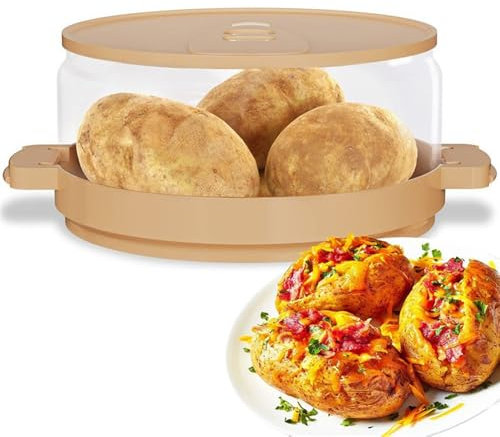ERMAO Microwave Potato Cooker - Soft, Fluffy Baked Potatoes in Minutes - Khaki ABS Material