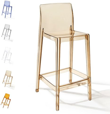 HAEKEBC Transparente Barhocker Acryl Thekenhocker 75 65cm Tresenhocker Barstuhl Moderne Klare Bistrohocker Armlose Küche Barhocker(Amber,75cm/30inch)