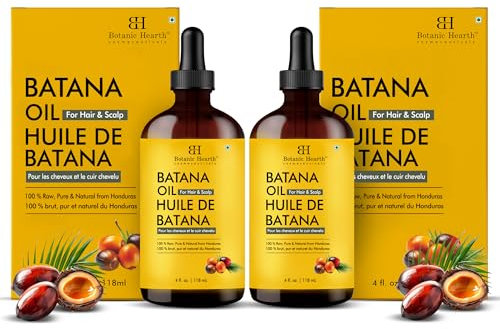 Botanic Hearth Rohes Batana-Öl (Batana Oil for Hair) für Haarwachstum (118 ml, 2er-Set) | 100% reines und unraffiniertes Öl aus Honduras | Fördert dickeres, kräftigeres Haar