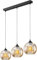 H.W.S Glas Pendelleuchte Kristall Pendellampe Modern Kugel Kronleuchter Design Kreative Hängeleuchte Höhenverstellbar Innen Dekoration Hängelampe Wohnzimmer Leuchte (Amber, 3 flammend lang)