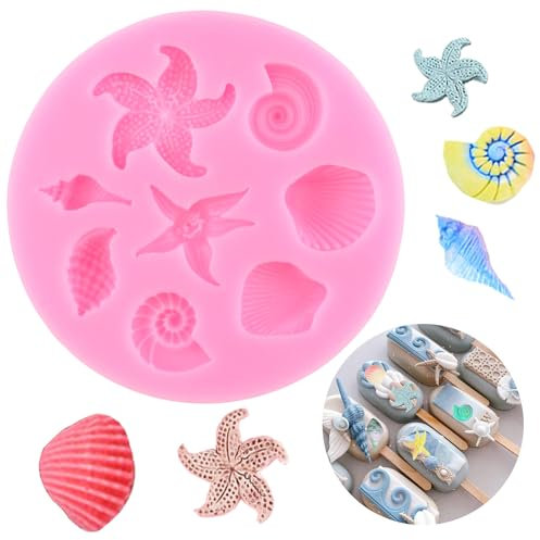 XMOLDNMS Stampo in silicone per glassa a forma di stella marina, per cioccolato, per decorare torte, cupcake, pasta, caramelle, polimeri di argilla