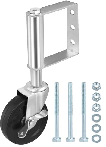 Ehuihuan Federbelastete Torrollen 102mm, Gefederte Laufrolle mit Bremse, Federbelastete Lenkrolle Zauntorrad, Torräder für Holztor Gartentor, 100 KG Tragfähigkeit (Silber)