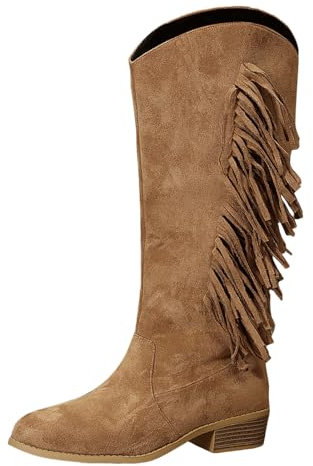 Stivali Donna Stivali Donna Invernali Traforati Texani Stivali Bianchi Stivali Invernali Donna Stivali da Pioggia Donna Stivali da Moto Cowboy Boots (Marrone, 41)