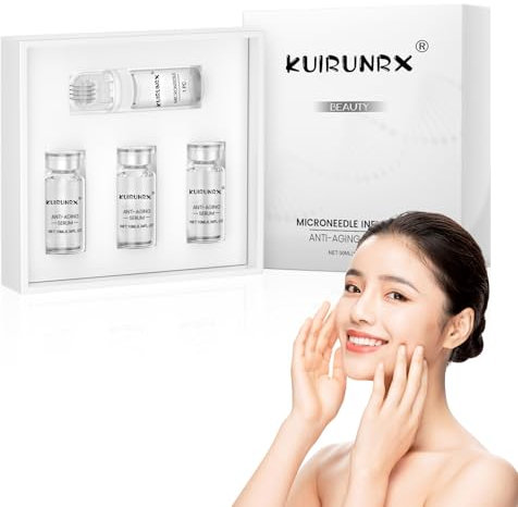 KUIRUNRX® Microneedling Visage, Sérum à l'acide hyaluronique Kit Sérum Anti-âge par Microneedling, kit de Microneedling Beauté, Sérum Visage pour Tous Types de Peau