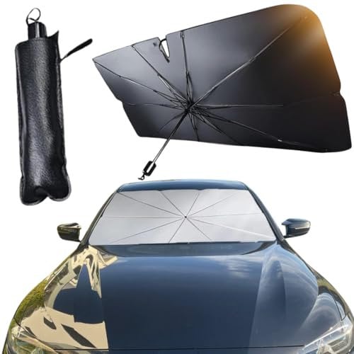AutoGadgets24® Auto Sonnenschutz | Frontscheibe UV-Schutz, drehbar, faltbar mit Schutzhülle, geeignet für KFZ, SUV, Kleinwagen, LKW, Wohnmobil | M, 118x65cm