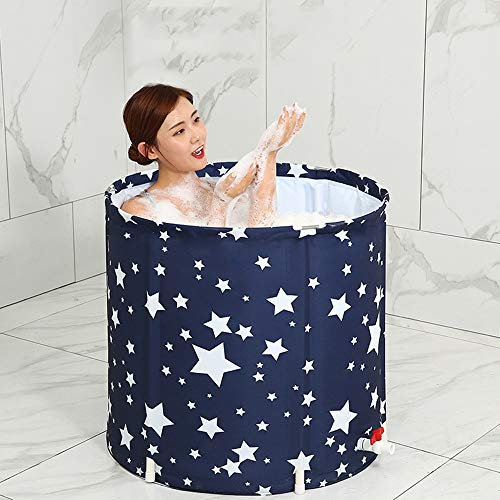 Tragbare Badewanne für Erwachsene, einfaches Sternenmuster, faltbarer Badeeimer für kalte Tage, warmes Wasser, heißes Eis, Badewannen für drinnen und draußen, 70 cm, Blau