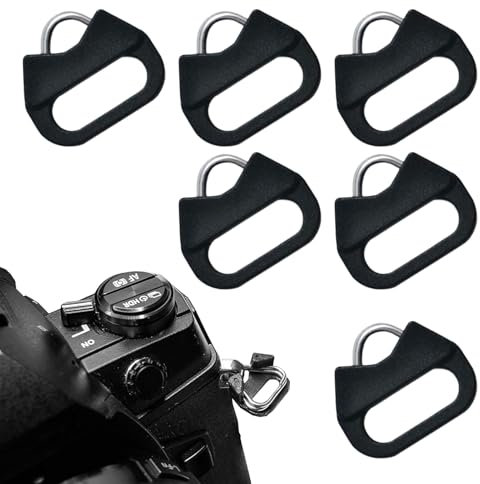 Set of 6 Camera Triangular Split Rings, Camera Strap Adaptor, Camera Strap Connection Ring, Camera Plate Carabiner with Protective Cap, for Cameras with O Ring Eyelet, for Connecting Cameras and