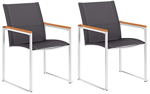 Juroupi Gartenstühle 2 STK. Garten StüHle Relaxsessel Garten Gartensessel Outdoor GartenstüHle Textilene and Edelstahl Grau