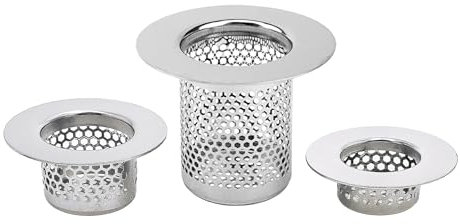 Filtro Lavandino Bagno in Acciaio Inox,Filtro Capelli Doccia,Raccogli Capelli Lavandino,Filtro Scarico Lavello Cucina,Filtro Scarico Antiostruzione,Filtro di Scarico a Pavimento Bagno(Set di 3 misure)