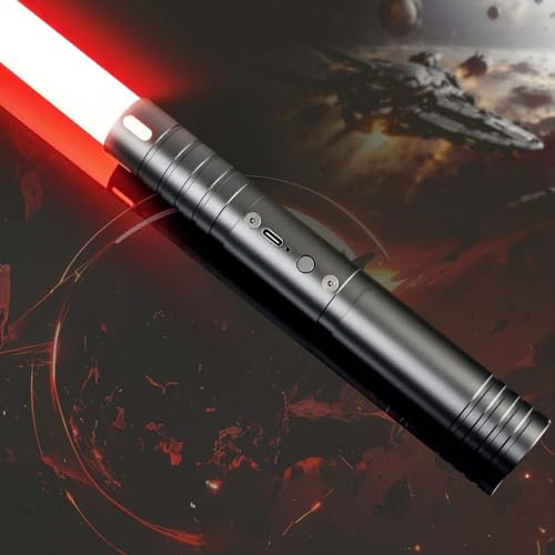 Lightsaber, Light Saber for Kids with RGB 15 Colors, Dueling Lightsaber Star Wars with 4 FX Sounds, USB-C Rechargeable Lightsabers for Children Birthday Gift Role Playing (Black 1 PC)