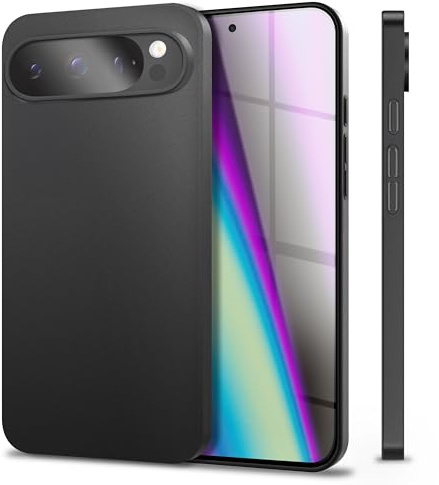 NALIA Ultra Slim Hardcase für Google Pixel 9 Pro - Hülle, Schwarz Opak | Vergilbungsschutz, UV-stabiles Polycarbonat, Linsen einzeln umschlossen, Anti-Fingerprint, Soft-Touch Grip