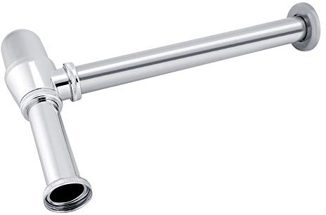ViaGasaFamido Adjustable Height Basin Sink Bottle Trap Waste Pipe, Chrome Zinc Alloy G1-1/4 Inch Slip Inlet Drain Tube for Bathroom Kitchen Waste Drain, Package of 1pc, Easy to Install, Nice