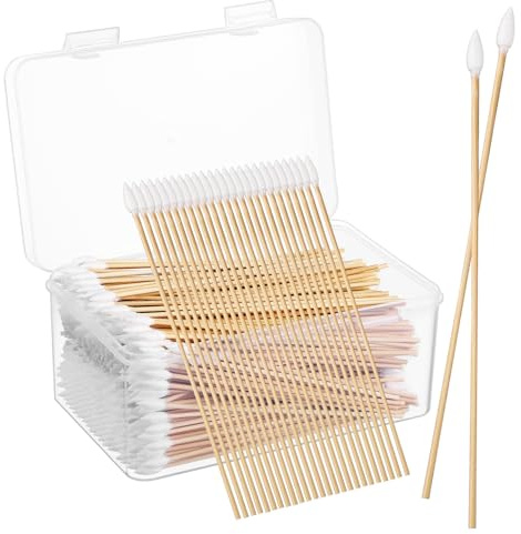 Mikinona 500 Stück Präzisions-wattestäbchen Mit Feiner Spitze Baumwolle Tupfer Reinigungstupfer Für Make-up-korrektur Augen-make-up-entferner-tupfer Für Elektronik Und Nagelreinigung