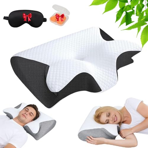 EastHedge Kissen Apnoe,Orthopadisches Schlafapnoe-Kissen,AtemkomfortKissen,Für Seiten Rücken & Bauchschläfer,Hilft Ihnen,Besser Zu Schlafen (Schwarz)