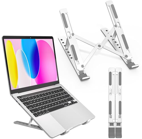 AOVUYCK-Store Laptop Ständer Aluminium, 7 Stufen, faltbar, für 10–17,3 Zoll | Ergonomisch höhenverstellbar, stabile Aluminiumlegierung, rutschfest, faltbar, für MacBook, Dell, HP, Lenovo, ASUS