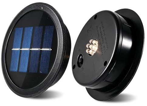 Silkwish 2er Solarleuchten Ersatzteile Top 11cm - Solar Ersatzdeckel mit 7 LED - IP65 Wasserdichte LED Solarmodule Ersatz für Solar Gartenleuchten, Solarlaterne und DIY (Warm Licht)