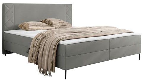 Mirjan24 Boxspringbett Prilata mit Bettkasten, Bonell-Matratze und Topperr, Continentalbett, Polsterbett, Doppelbett, Ehebett, gepolstertes Kopfteil (Polo 894, 140 x 200 cm)